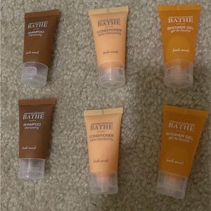 NEW 6 essentiel bathe 2 shampoo, 2 conditioner, 2 shower gel 30 ml each